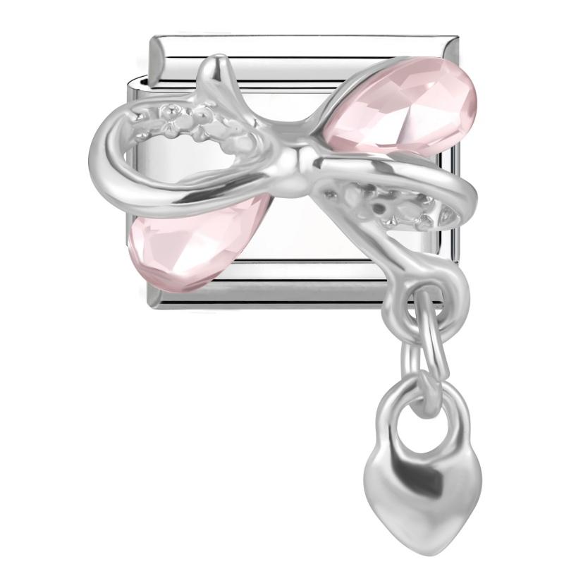 Personalized DIY Bow Series Charm Bracelet Flower Butterfly Heart Chain Bead Fit 9mm Bracelet Stainless Steel Valentine's Gift