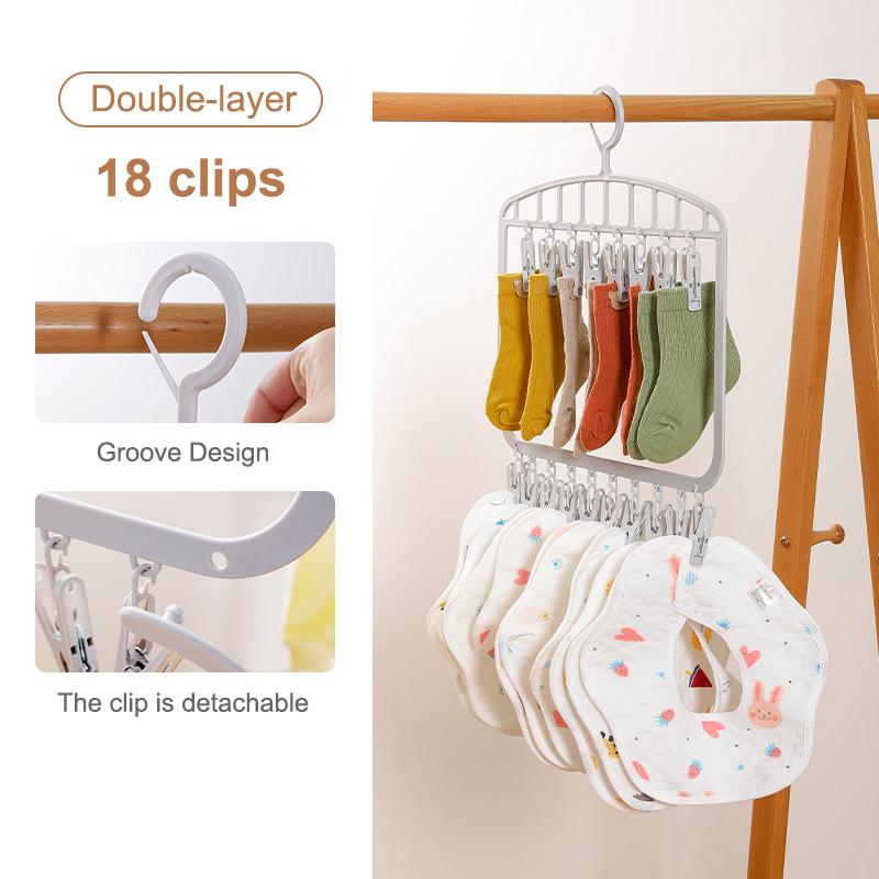 Clothes Hanger Socks Drying Rack With 18/26 Clip Underwear Baby Saliva Towel Multifunctional Household Dormitory Student Laundry
