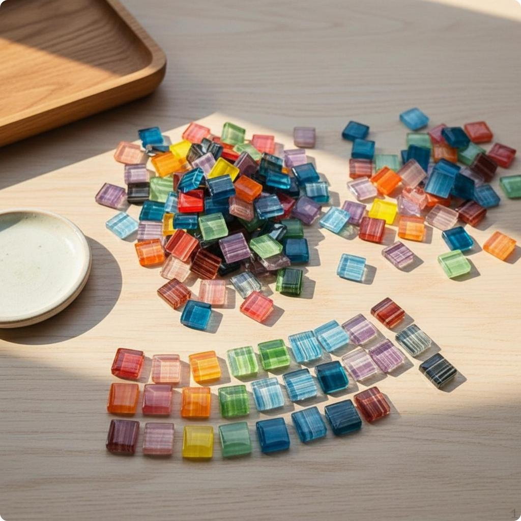 Crystal Glass Mosaic Tiles Translucent Polished for Crafters