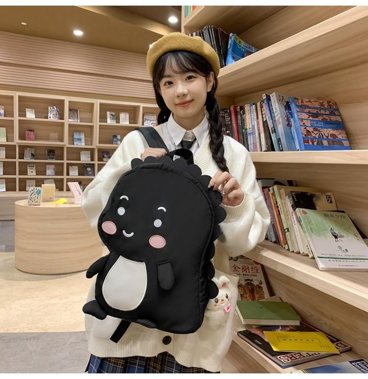 Lovely Girl's Nylon Backpack With Fun Dinosaur Design Spacious And Wear-resistant Fashionable School Bag