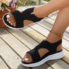 Fashion Women's Fashion Knit Black Wedge Sandals Lightweight Non Slip Summer Shoes for Women Comfort Casual Sports Sandalias Mujer 2025