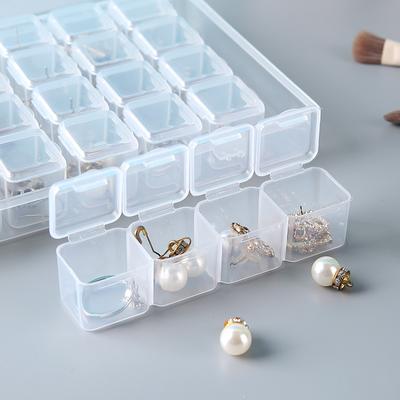 28 Fächer transparente Kunststoff-Aufbewahrungsbox für Schmuckschatulle, Fach verstellbar, Behälter für Perlen, Ohrringe, Box für Schmuckschatulle