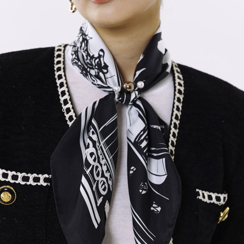 ONSZ Black and White Sketch Silk Scarf