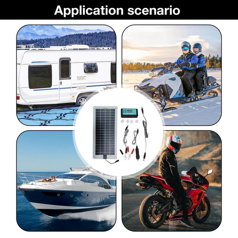 Solar Panel Trickle Charger 30W 12V Waterproof Solar Panel Car Battery Charger Maintainer Plug And Play Solar Panel Trickle
