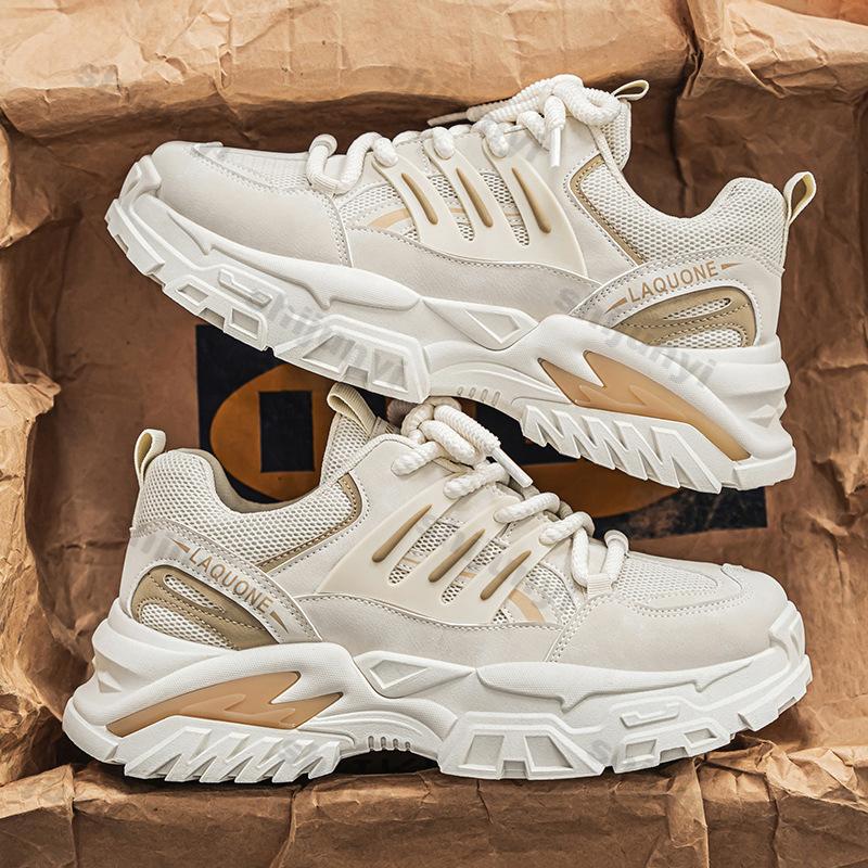 Fashion Men Shoes 2025 Spring Autumn New Breathable Mesh Non Slip Platform Sneakers Fashion Comfort Height Increase Casual Running Shoes