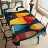 1pc of Color-Blocked Geometric Fish School Art Tablecloth, Durable Polyester Tablecloth, Suitable for Square/Rectangular Tables, Ideal for Hotels, Res
