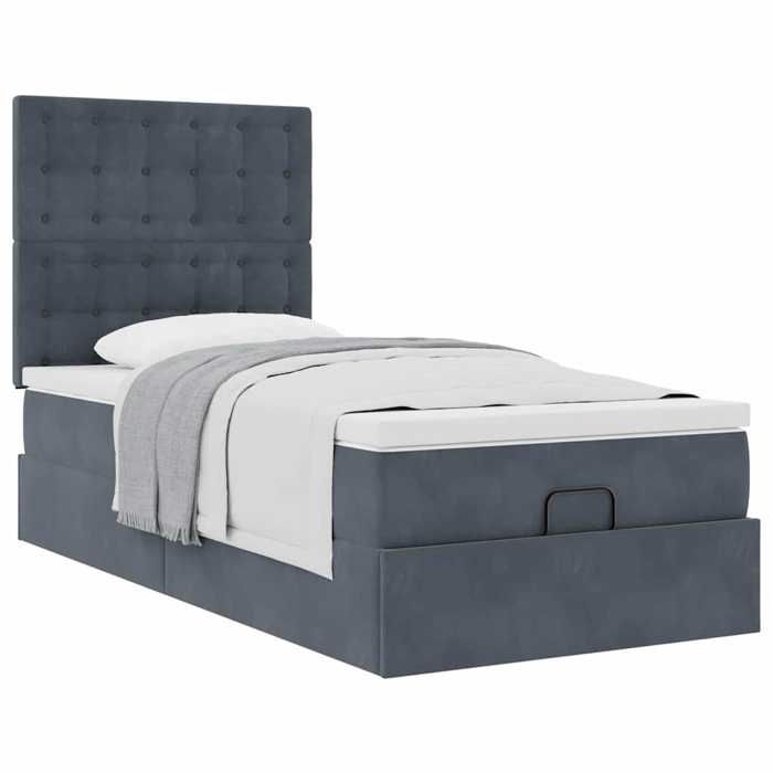 Maison Exclusive - Struttura letto ottomana con materasso grigio scuro 90x190 cm velluto