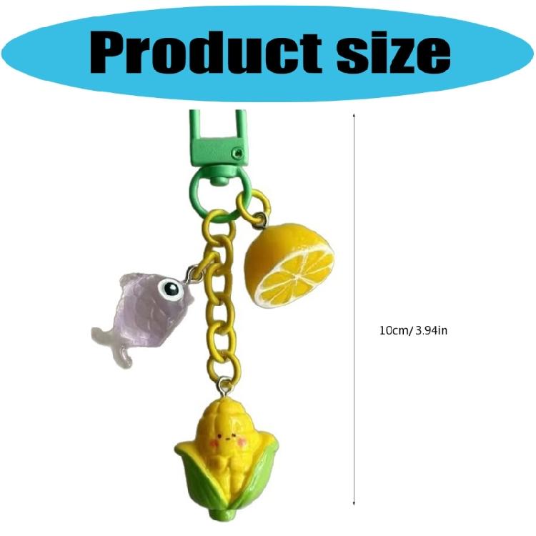 Colorful Lemon Corn Fish Keyring Pendant Key Chain Stylish Ornament For Travel Luggage Label Bags Resin Craft