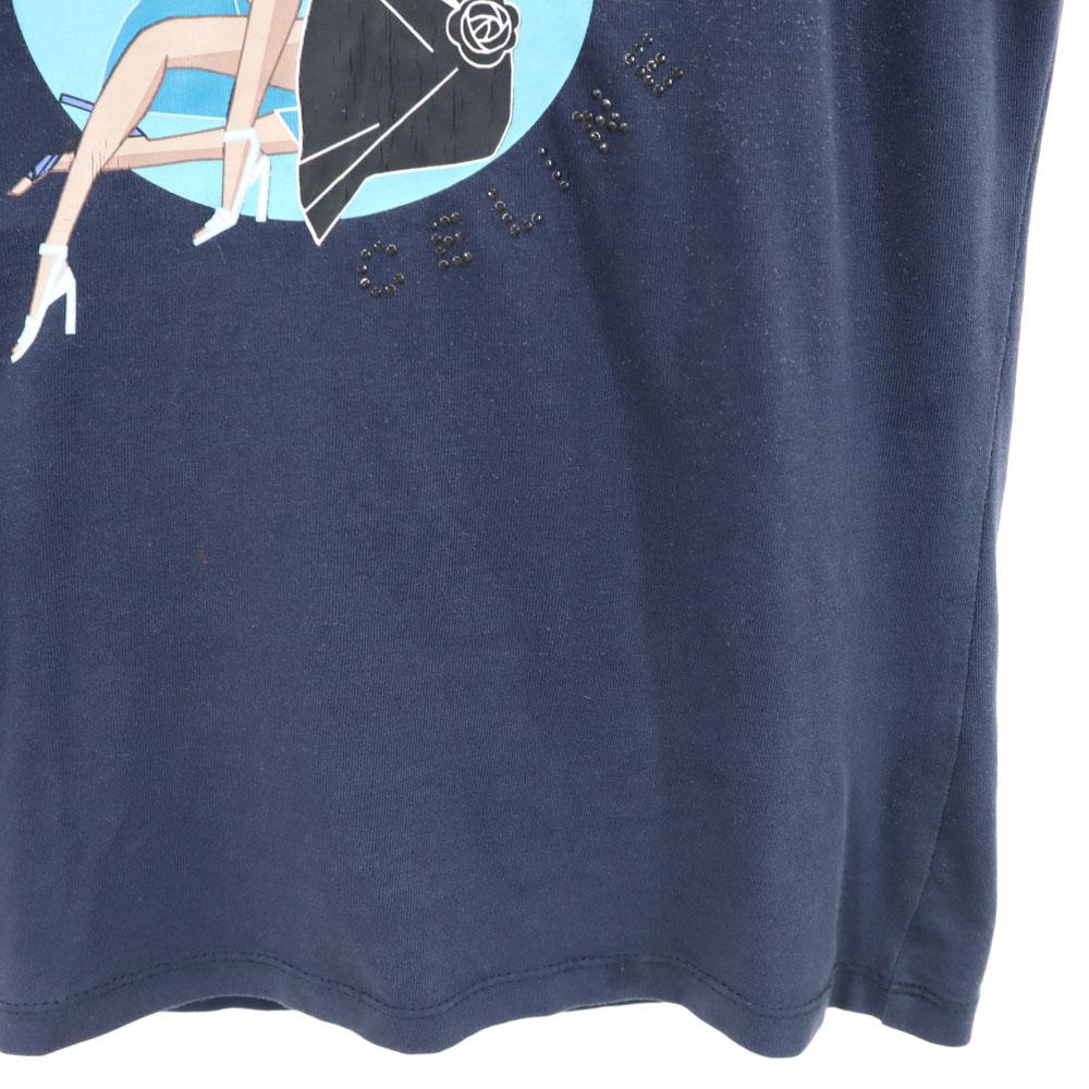 Celine Made In Portugal No Sleeve Tank Top S Navy Women Used