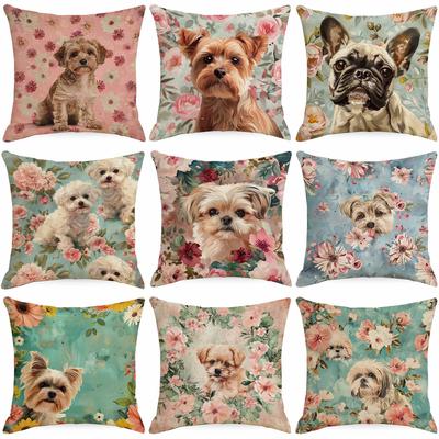 Flower Dog Pillow Case Home Sofa Cushion Pillow Case