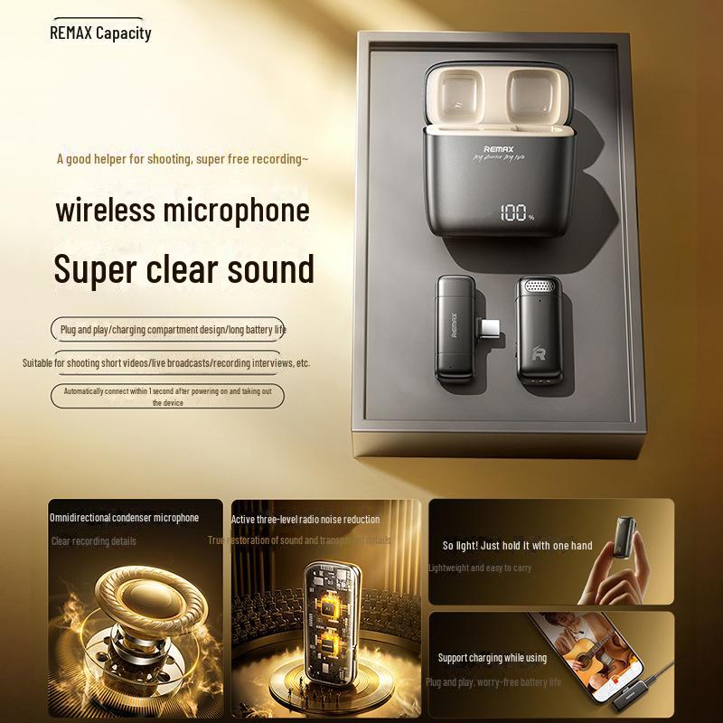 REMAX Dual Wireless HD Radio Microphone with Collar Clip