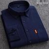 Men's Oxford Long-Sleeve Button-Down Shirt - Business Casual, Solid Color Versatile Cardigan