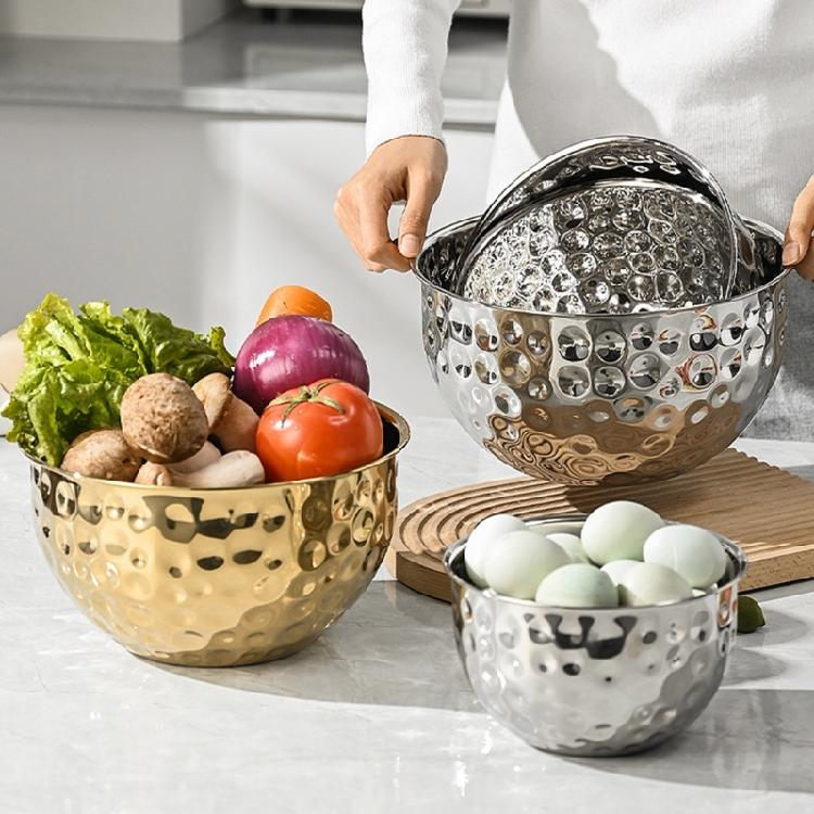 Heavy Duty 304 Nonrust Steel Hammered Salad Tray Serving Bowl Suitable For Family Gatherings And Outdoor Picnics