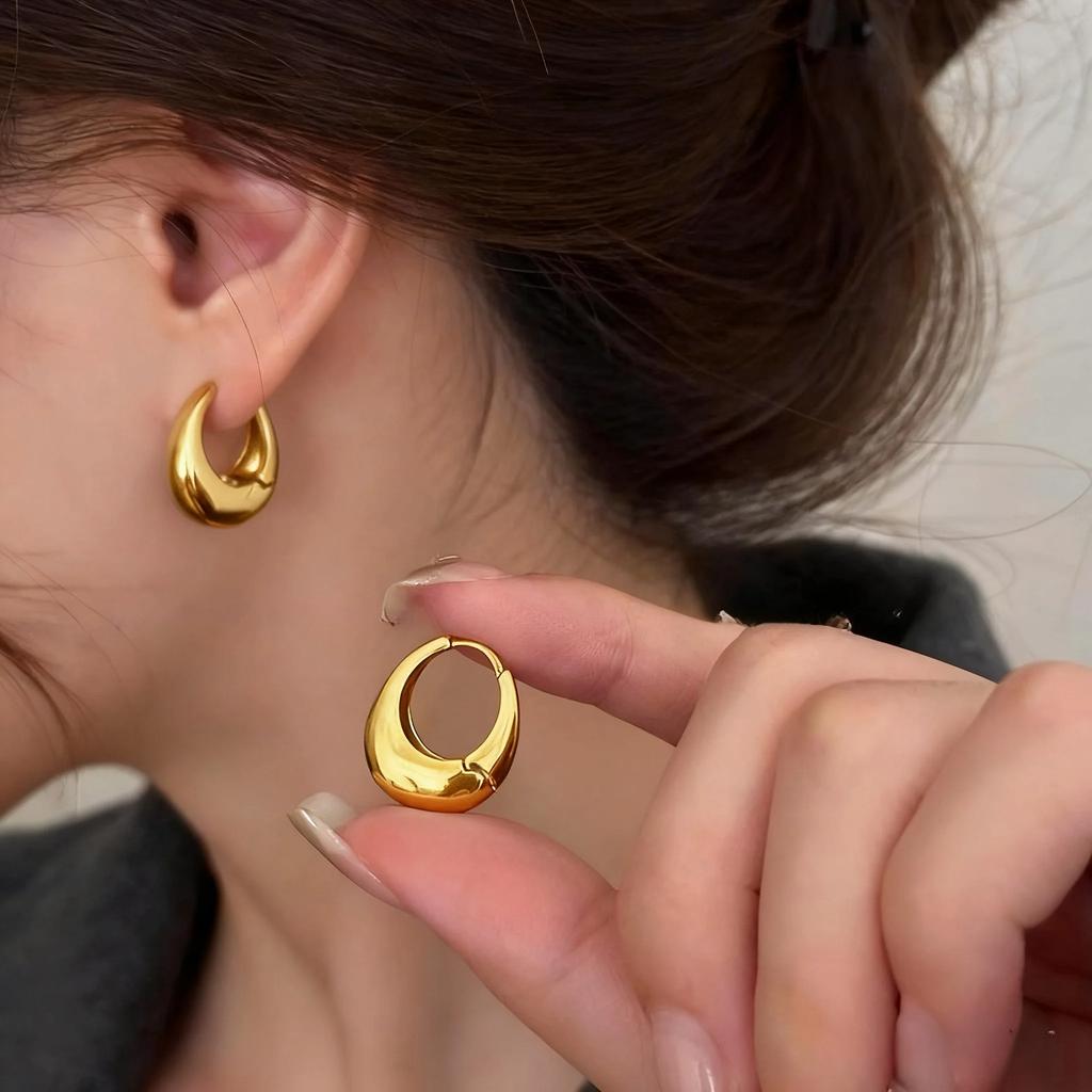 925 Silver Oval Small Circle Earrings for Women Minimalism Geometric U Shaped Earrings Daily Trendy Jewelry Gifts