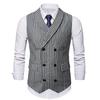 2025 Men's Slim Fit Striped Double-Breasted Retro Suit Vest - European Size
