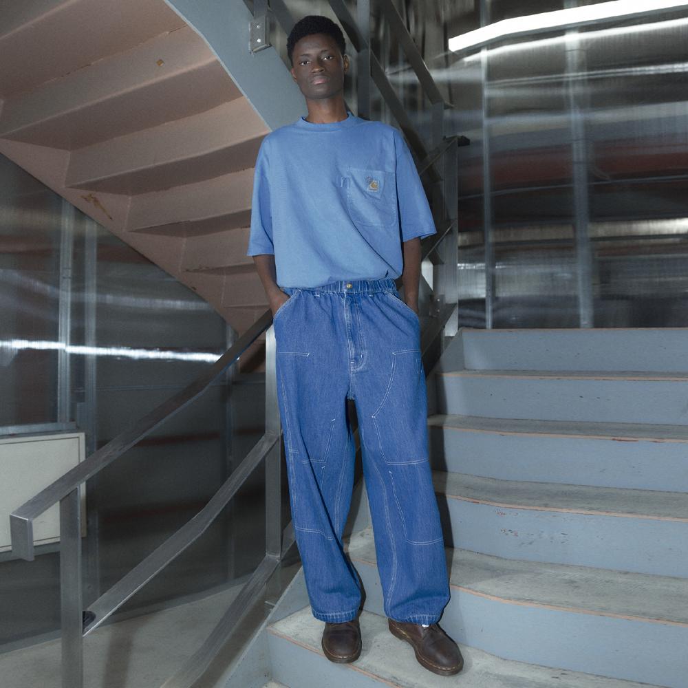 Carhartt WIP X INVINCIBLE Collaboration Removed Pocket Double Knee Pant Unisex Pants Blue A242055-01-06