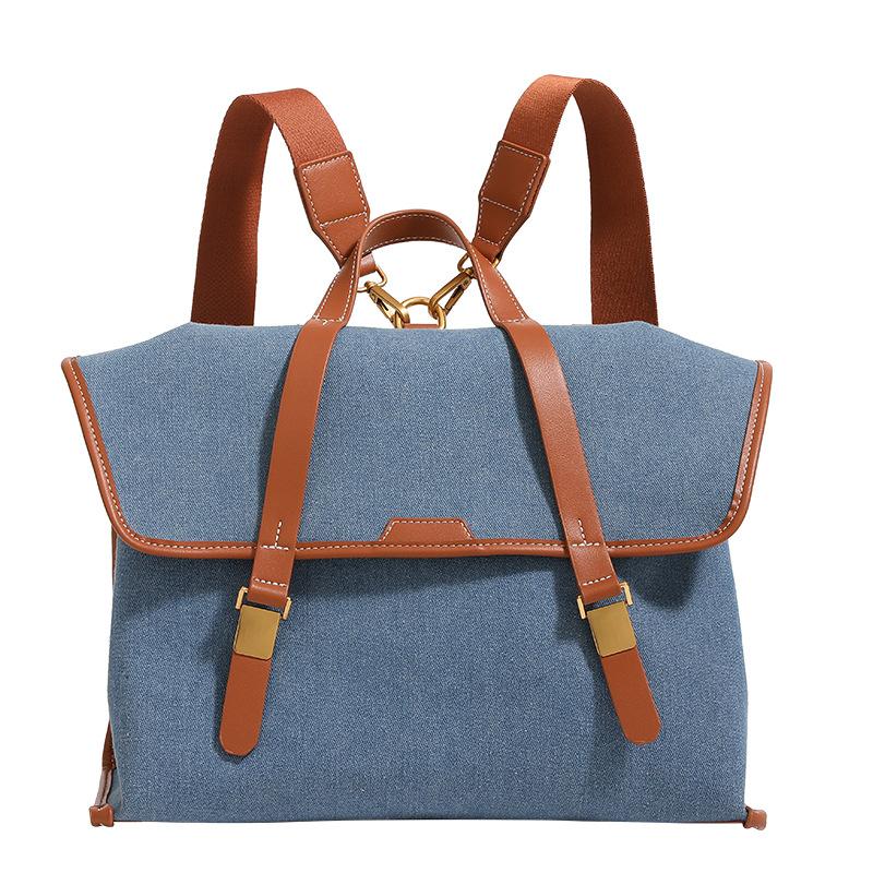 2024 Summer New Briefcase Denim Backpack Handheld Single Shoulder Crossbody Bag Multi-use Bag Laptop Bag Women's Bag
