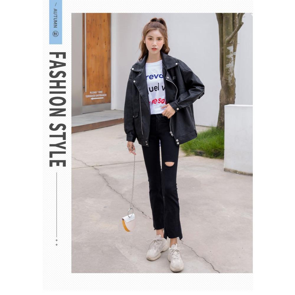 2025 Spring and Autumn New Leather Jacket Women's Short Korean Version Small Loose Student Wind Bike Leather Jacket