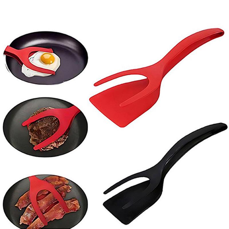 Zwei-in-Eins Nylon Küchenspatel und Lebensmittelzange für Steaks, Toast und Omeletts