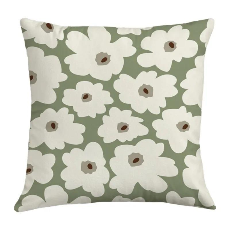 Simple Plant Pattern Decoration Home Small Fresh Fashion Pillowcase Decorative Pillowcase Cushion Cartoon Square