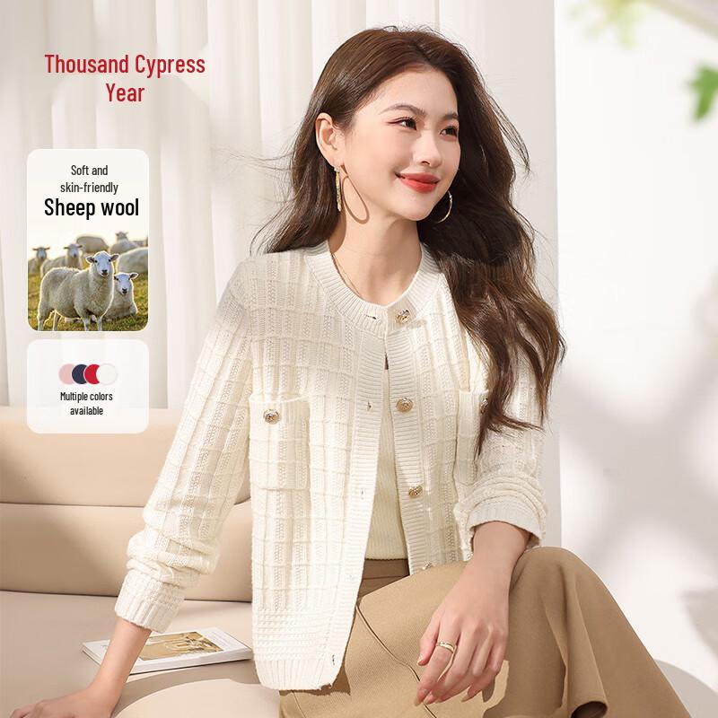 

Qianbainian Women s Little Scent Style Wool Blend Cardigan XL