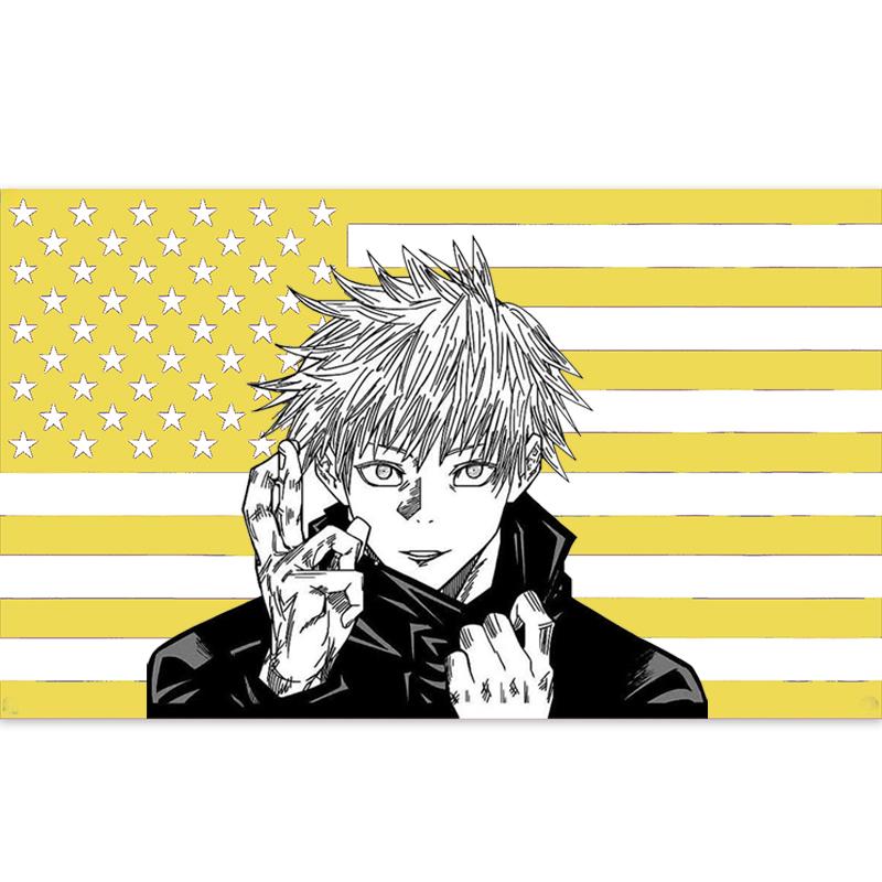 90x150cm Pink American Flag Anime Decorating Wall Tapestry Home Bedroom Anime Spell Return Battle Living Room Bedroom Tapestry