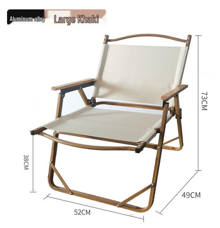 Bärbar Fällbar Campingstol i Aluminium med Träådringssits - Idealisk för Utomhusbruk, Fiske och Användning som Kermitstol