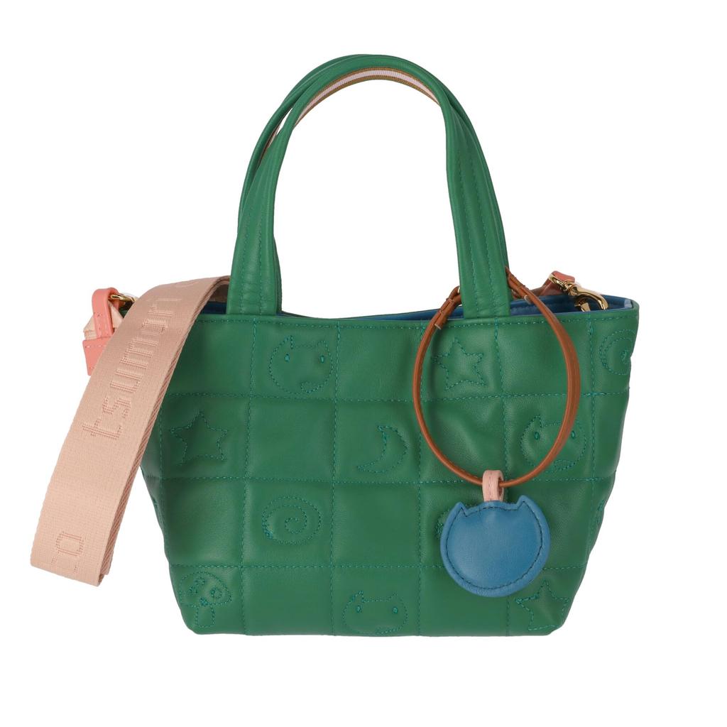 Tsumori Chisato Cat Quilted 2-Way Handbag, Green, Charm Bag