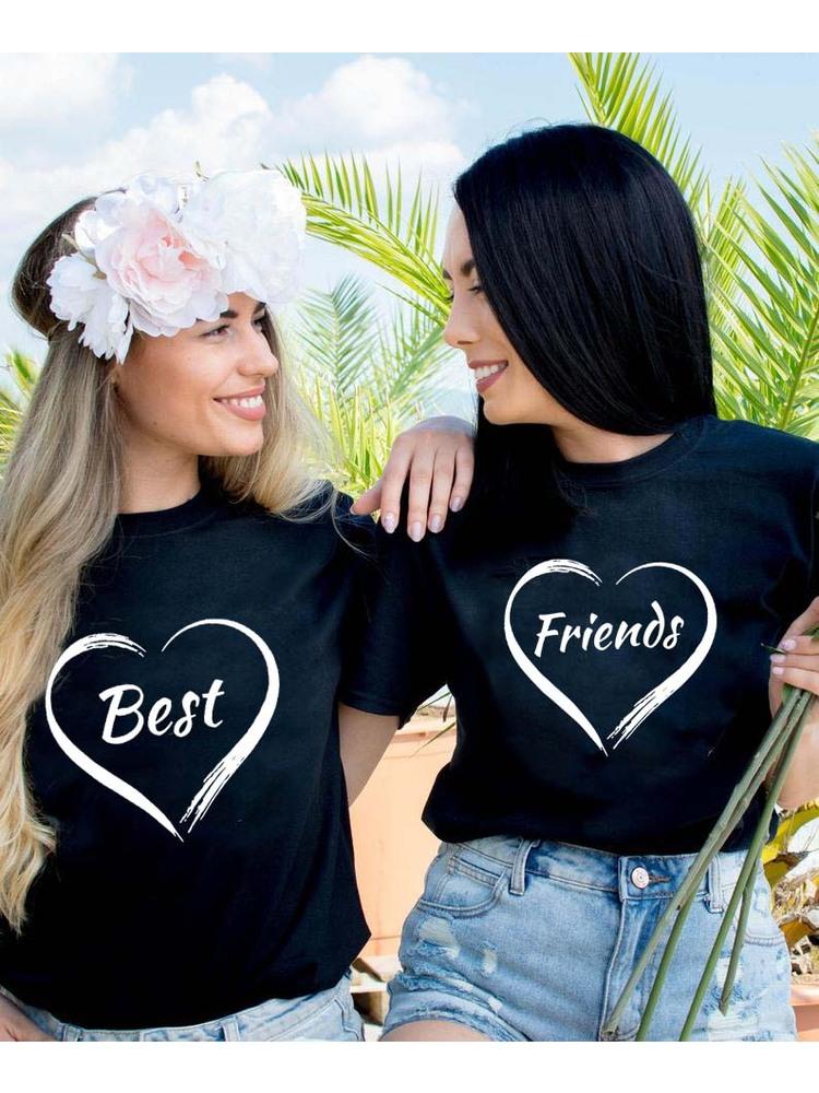 Fashion Unisex Best Friends Tshirt BFF Shirt BFF Matching Tee Friends Gift Tshirt Camiseta Feminina Top Girls Besties Shirts
