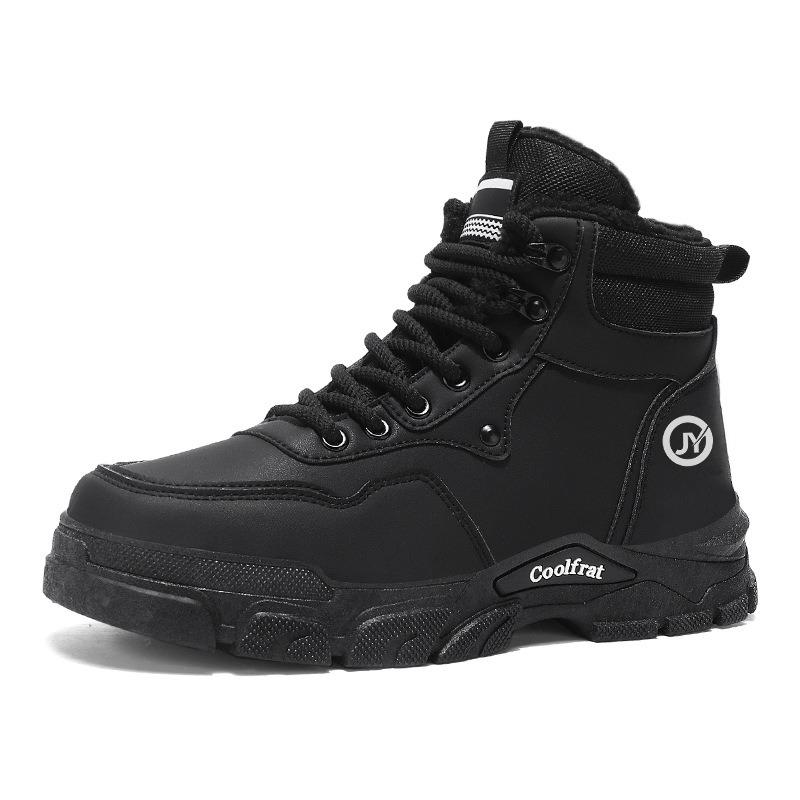 Zimní nové sametové zateplené pánské boty pracovní sněhule polní boty silná podrážka voděodolné, mrazuvzdorné a teplé vysoké bavlněné boty