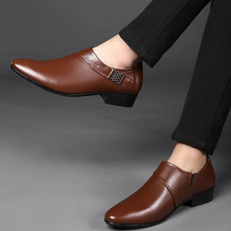 Fashion Pointed Toe Men's Formal Shoes Spring Autumn Social Shoe Male New Footwear 2024 Style Office Cheap Liquidation Clearance Party
