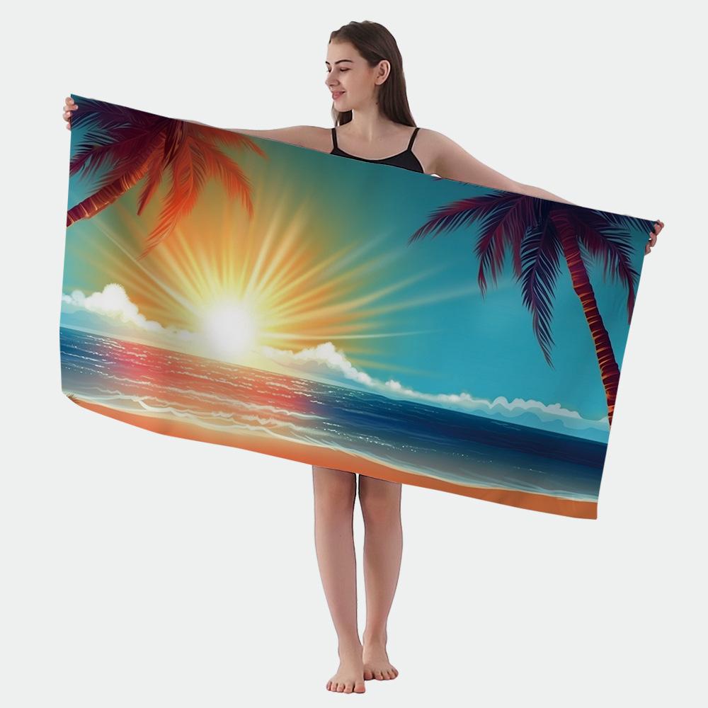 Coastal Glow Design Beach Towel Lightweight Foldable Travel Friendly with UV Protection