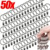 10/50pcs Metal Curtain Clips Set Retro Drapes Tie Buckles with Rings Hooks Home Bedroom Bathroom Hanger Pins Accessories