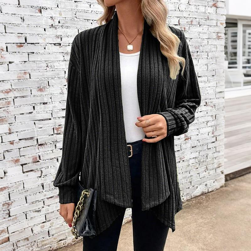Women Autumn Winter Long Sleeve Irregular Solid Color Cardigan Coat