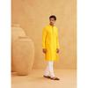 SOJANYA (Since 1958 Men' Pure Cotton Mustard Embroidered Sequined Kurta