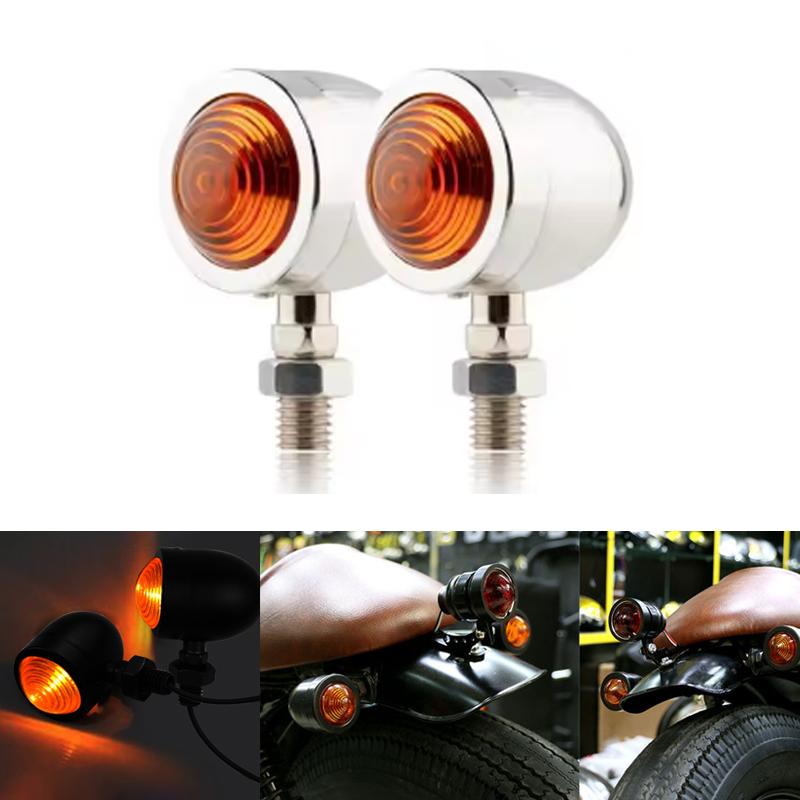 Motorcycle Turn Signal Light Direction Indicator Lamp Bullet Amber Motorcycles Accessories 12v Single Wire Turn Signals Lights 2Pcs Silver