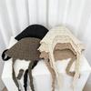 Early spring new hollow knitted bucket hat mesh thin sunshade sunscreen basin hat shows small face