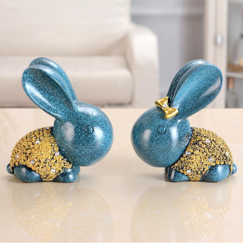 Европейский стиль Домашние аксессуары Смола Ремесла Украшения Fortune Rabbit 18 * 10 * 20cm