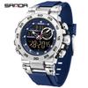 SANDA 6296 Three Pin Men's Electronic Watch Fashionable Men's Electronic Watch Sports Multifunctional Waterproof Large Dial
