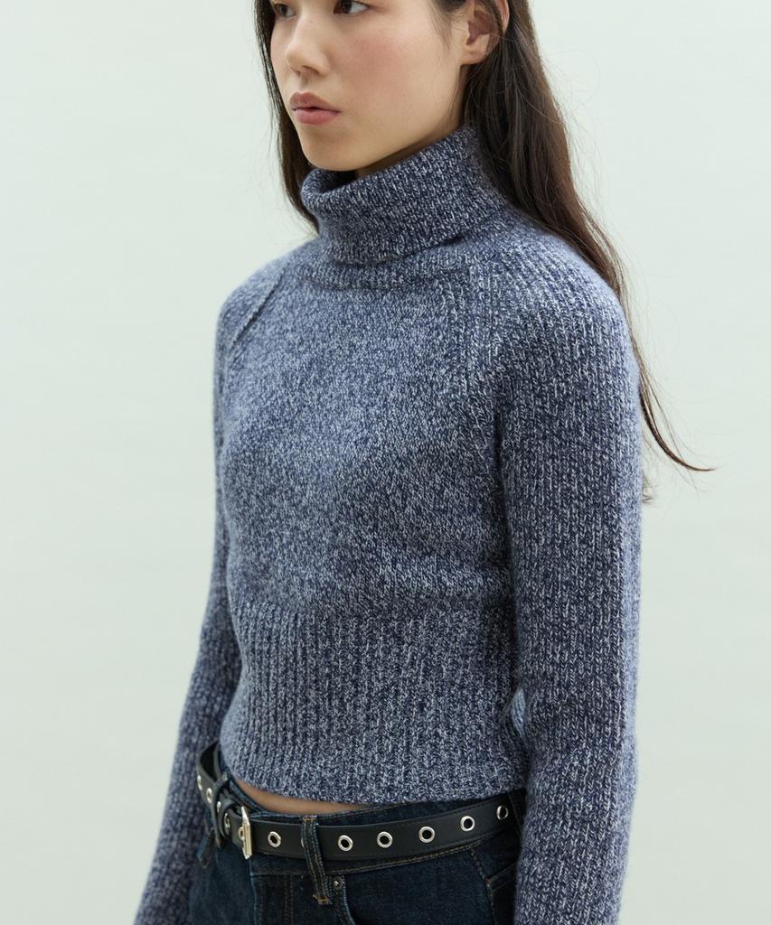 Diito Camel Tweed Turtleneck [Navy]