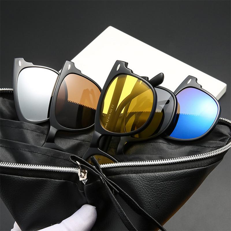 2346 Nouveau Set Rétro de Lunettes de Soleil Homme Carrées Magnétiques à Clip Lunettes de Soleil Monture TR Miding Prescription -0.5 -1.0 -2 à -6