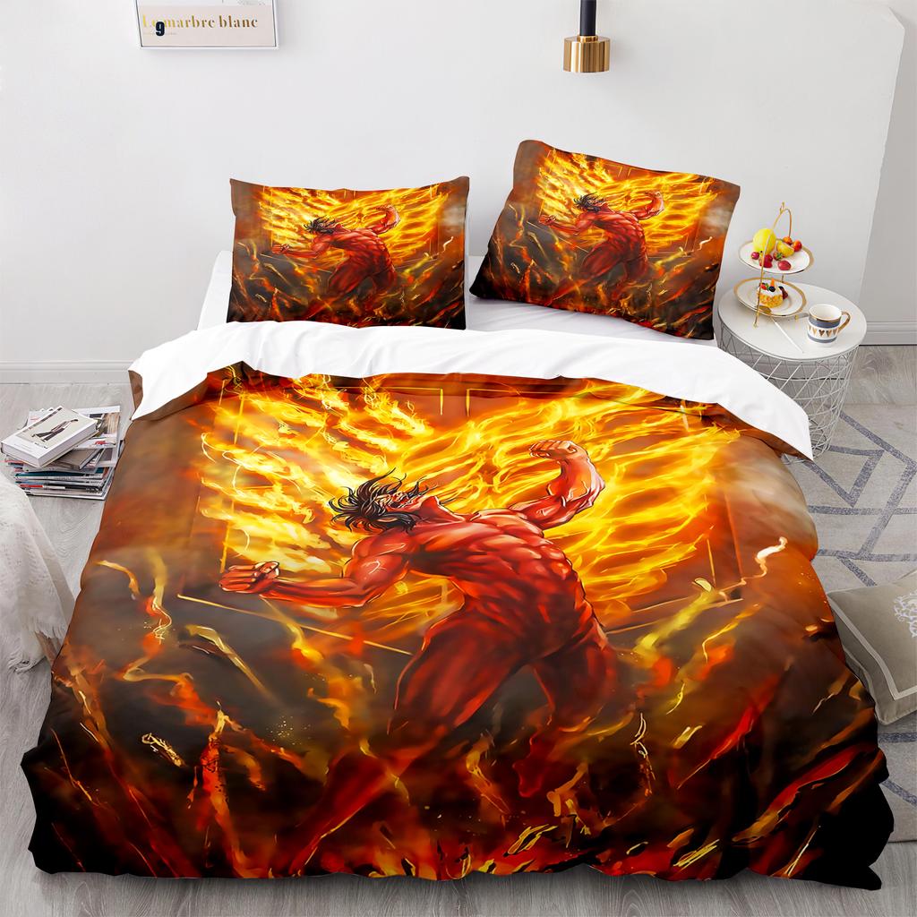 A-Angrep O-På T-Titan Sengetøy Anime 3D-trykt Dynetrekksett Mykt Hudvennlig Gutter Voksen King Size Hjemmetekstiler