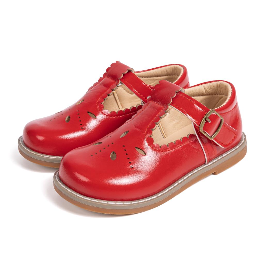 

Girls Scalloped Edge Mary Jane Flats Toddler Little Kid Velcro Breathable Cutout Casual Dress Shoes 24