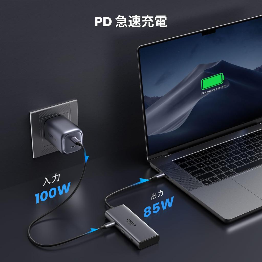 UGREEN Revodok 206 USB C Hub with Dual HDMI Docking Support with Single 100W PD Fast 5Gbps Data Compatible with MacBook and iPad C port does not