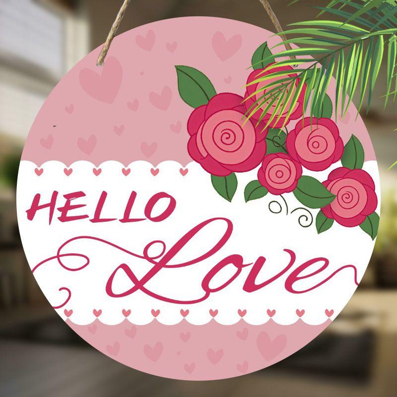 2D Flat Hanging Decorative Signs,interior Wall or Door decoration,"HELLO Love"logo,garden decoration,Valentine's Day Gift for Girlfriend