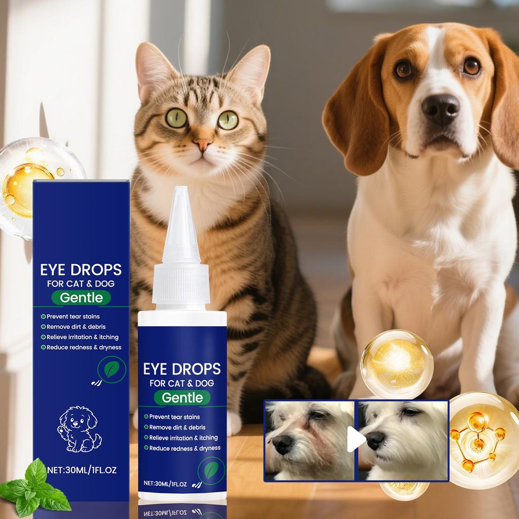 Pet Eye Drops, Cat And Dog Tear Stain Cleaning Drops, Reduce Secretion Blockage And Discomfort,30ml