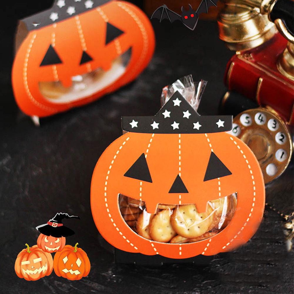 Portable DIY Paper Bag Halloween Pumpkin Party Supplies Gift Box Candy Box Favor Boxes
