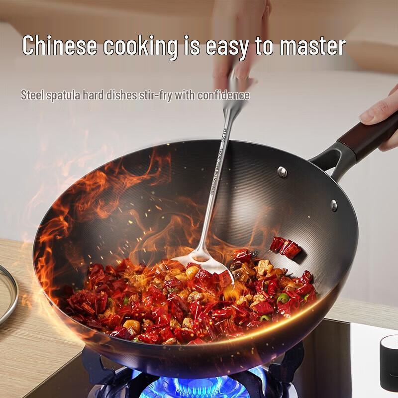 

COOKER KING Uncoated Cast Iron Flat-Bottom Wok, 28cm