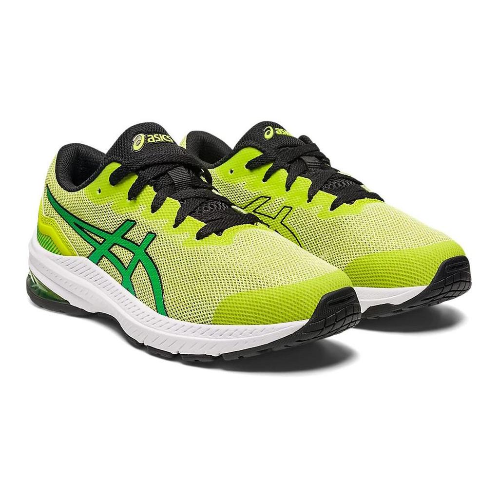 Asics GT-1000 11 Fabric Lightweight Durable Sweat-Wicking Outdoor Fitness Running Shoes Kids Sneaker Black Green 1014A237-301