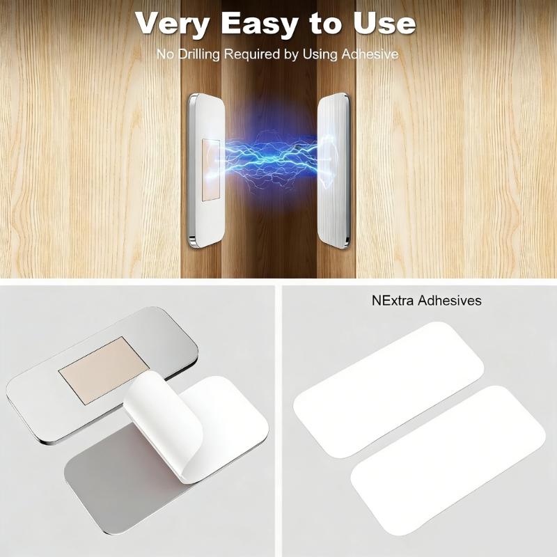 Durability Stainless Steel Door Stoppers for Cabinets Powerful Magnets Wardrobe Adhesive Mount Simple Setups